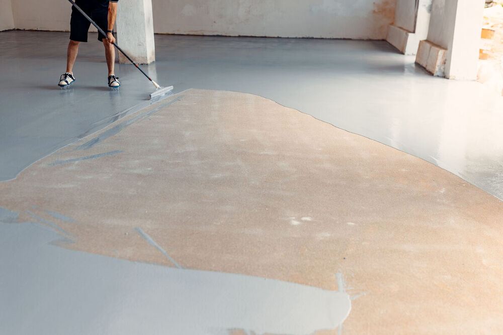 Garage floor before epoxy coating